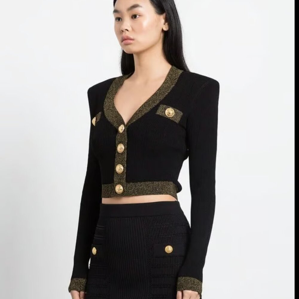 Balmain Black cardigan with lurex Size 36